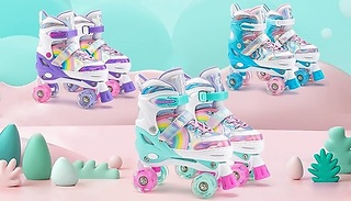 Light Up Rainbow Kids Roller Skates - 3 Colours