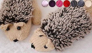 Womens Knitted Hedgehog Mittens - 9 Colours
