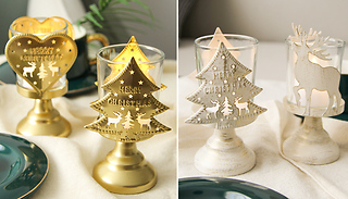Christmas Candle Holder Decoration - 2 Colours & 4 Designs