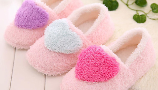 Ladies' Soft Love Heart Indoor Slippers - 3 Colours & 3 Sizes
