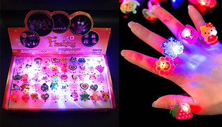 50-Pack of Light Up LED Cartoon Style Rings