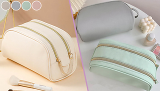 Faux Leather Cosmetics Travel Zipper Bag - 4 Colours