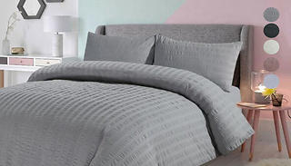 Seersucker Premium Duvet Set with Pillowcases - 5 Colours