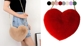 Heart Shaped Faux Fur Shoulder Bag - 8 Colours