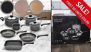 Daniel James 10-Piece Non-Stick Cookware Pan Set - 4 colours