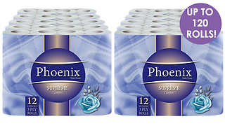 12 to 120-Pack Phoenix Soft Supreme Luxury Toilet Rolls