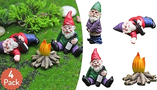 4-Piece Mini Drunk Garden Gnome Set