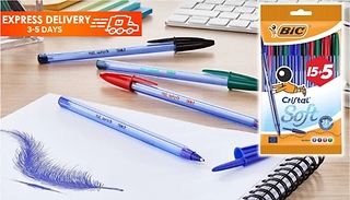 20 or 40-Pack of 1.2mm Bic Cristal Ballpoint Pens - In An Assortment O ...