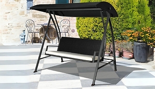 Outsunny Rattan 3-Seater Swing Chair with Adjustable Canopy!