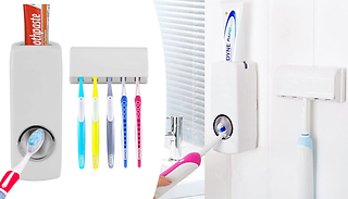 Automatic Toothpaste Dispenser & 5 Toothbrush Holder