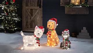 Christmas Decoration Cat and Dog Figures - 3 Options