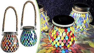 Solar-Powered Waterproof Mosaic Lantern Light - 2 Colours
