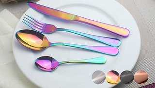4, 8, 16 or 32- Piece Holographic Cutlery Set - 4 Colours