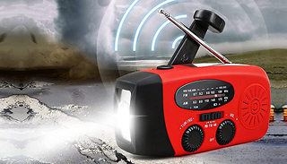 Hand-Crank Camping Radio with LED Flashlight - 3 Colours