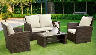 4-Seater Rattan Garden Furniture Chairs & Table Set