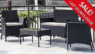 4-Seater Rattan Garden Furniture Set - Black!
