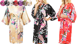 Satin-Feel Kimono Inspired Robe - 6 Sizes & 7 Colours