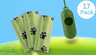 17-Pack of Biodegradable Dog Waste Bag Rolls with Dispenser!