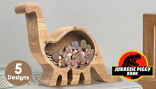 Wooden Jurassic Transparent Piggy Bank - 5 Designs