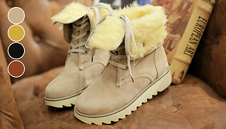 Faux Suede Snow Ankle Boots - 4 Colours & 5 Sizes