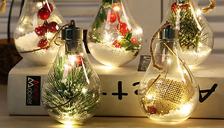 1 or 6 Transparent Bulb Ornament Xmas Tree Decorations - 6 Styles