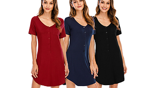 Women's Short Sleeve Nightdress - 3 Colours & 5 Sizes