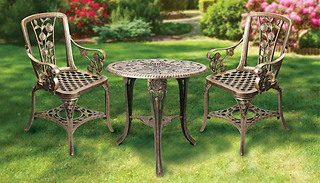 Antique Bronze Effect Garden Table and Chairs Bistro Set