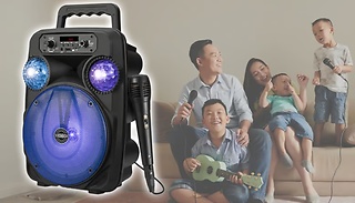 Portable Bluetooth LED Karaoke Speaker - With Included Microphone 