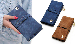 Faux Suede 14-Card Slot Purse - 2 Colours