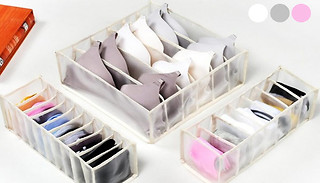 6, 7 or 11-Grid Underwear Organiser - 3 Colours