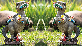 Gnome Eating T-rex Resin Garden Ornament