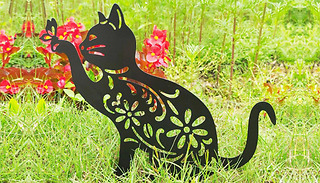 Acrylic Floral Cat Silhouette Garden Lawn Art 