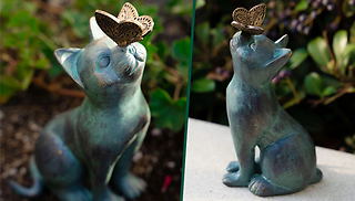 Cat & Butterfly Resin Garden Ornament