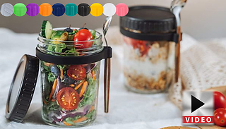 Overnight Oats Storage Jar with a Spoon - 10 Colours & 2 Sizes