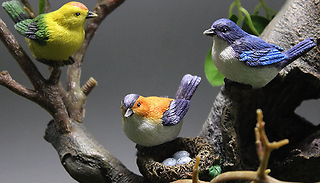 4x Mini Garden Resin Bird Nest Decorations