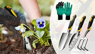 Garden Claw Digging Gloves with Optional 3-Piece Tool Set