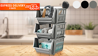 3-Tier Kitchen Storage Baskets - 3 Colours