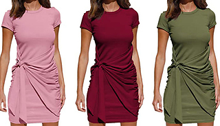Short-Sleeved Tie-Waist Mini Dress - 3 Colours & Sizes