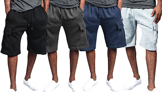 Men's Knee Length Elasticated Cargo Shorts - 4 Colours & 5 Sizes