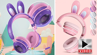 Light-Up Bunny Ears Bluetooth-Compatible Headphones - 6 Colours