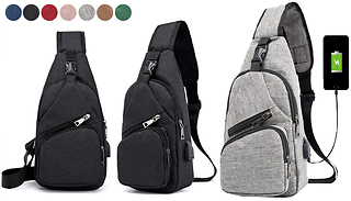 Casual Crossbody Backpack with Charging Port - 7 Colours