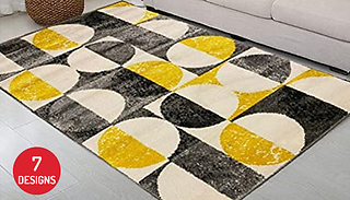 Geometric Print Large Thick-Pile Rug - 7 Colours & 4 Sizes