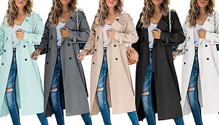 Double Breasted Long Trench Coat - 5 Colours & Sizes