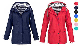 Striped Hooded Rain Jacket - 7 Colours & 7 Sizes