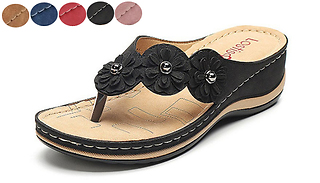 SoleSupport Comfortable Flower Platform Sandals - 5 Colours & 5 Sizes
