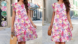 Women's Floral Ruffle Summer Dress - 5 Colours & 6 Sizes