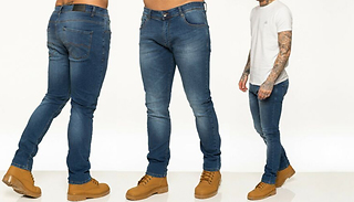 Men's Enzo Slim Fit Stretch Denim Jeans in Mid Wash - 28 Sizes