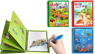2-Piece Reusable Magic Water Colouring Book Set - 4 Designs