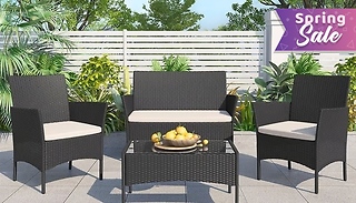 4-Seater Rattan Garden Furniture Set - Black!
