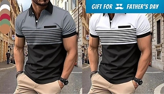 Men's Casual Stripe Polo Shirt - 6 Colours & 6 Sizes